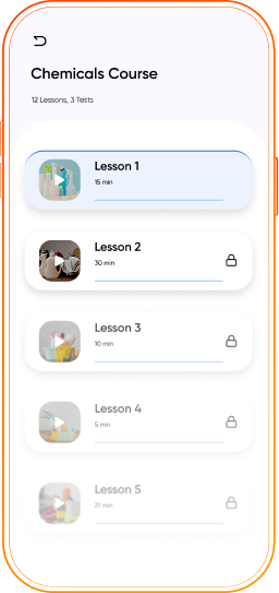 Mobile e-learning interface with gamified training modules for cleaner onboarding and skill development